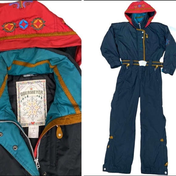Obermeyer Pants - Obermeyer Gallivant ll Embroidered Hooded Ski Jumpsuit  Size petite 8 Teal grey